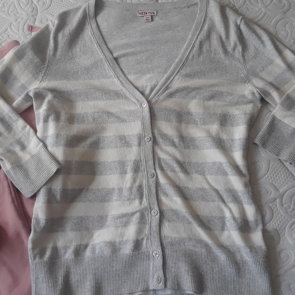 Grey and white striped sweater - Picture 3 of 5